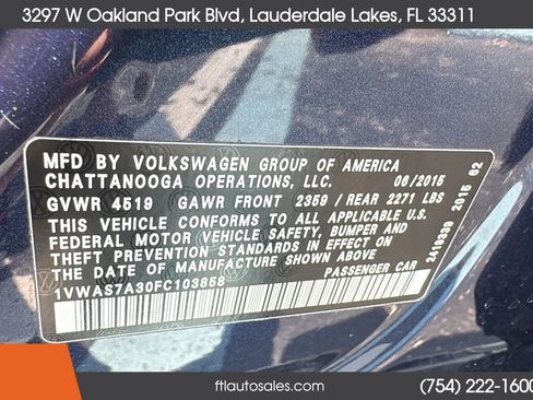 Used 2015 Volkswagen Passat 1.8T S FWD image 49