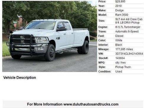 Used 2010 Dodge Ram 3500 Truck SLT w/ Luxury Group AWD/4WD image 1