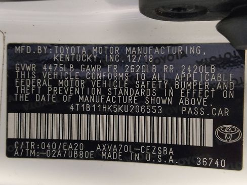 Used 2019 Toyota Camry SE FWD image 33