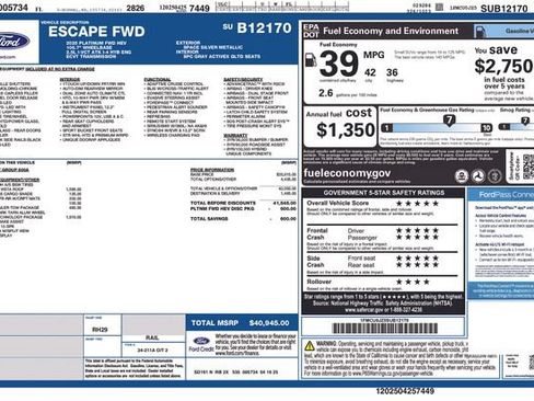 Certified 2025 Ford Escape Platinum w/ Premium Technology Package FWD image 28