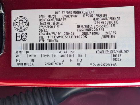 Certified 2020 Ford F150 Platinum w/ FX4 Off-Road Package image 37