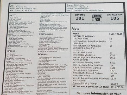 Used 2023 Mercedes-Benz EQS 450+ 4MATIC SUV w/ Acoustic Comfort Package image 52