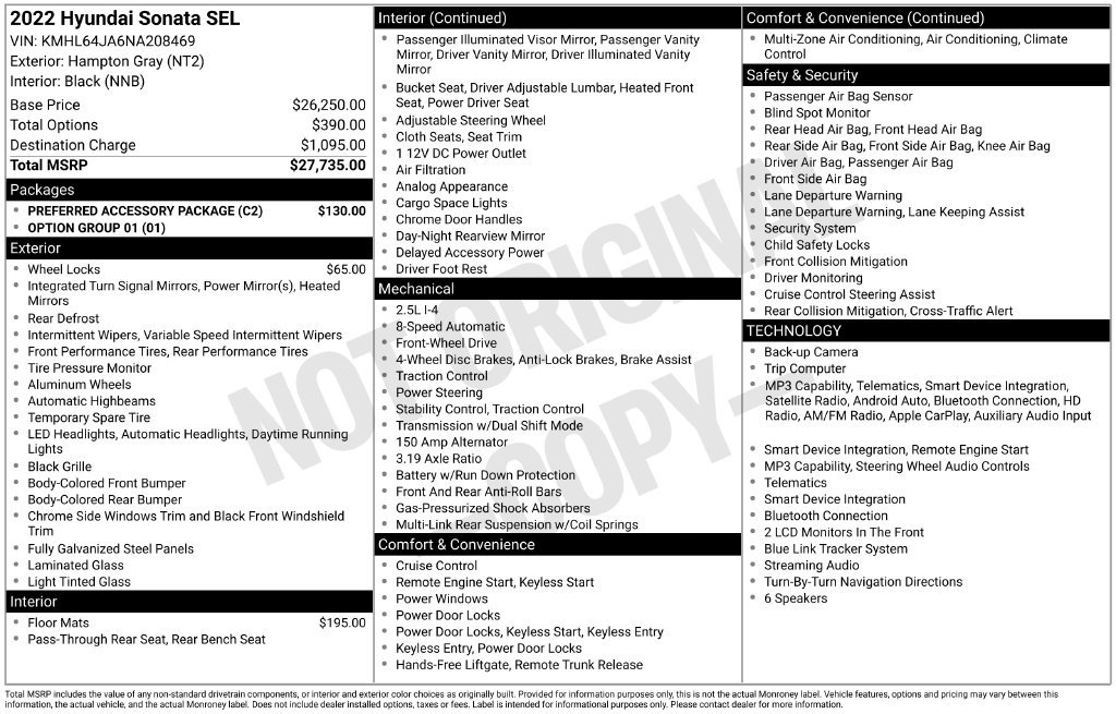 Used 2022 Hyundai Sonata SEL w/ Preferred Accessory Package FWD image 35