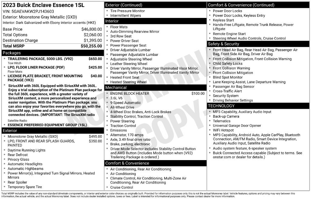Used 2023 Buick Enclave Essence w/ Trailering Package, 5000 lbs. AWD/4WD image 2