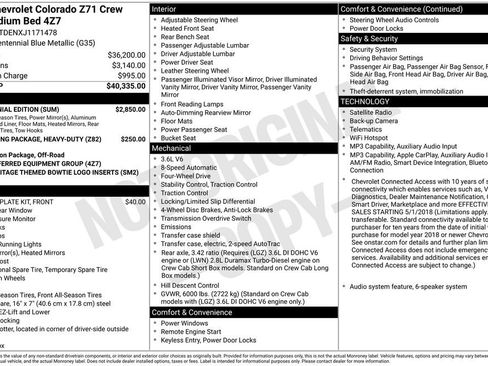 Used 2018 Chevrolet Colorado Z71 w/ Centennial Edition AWD/4WD image 6