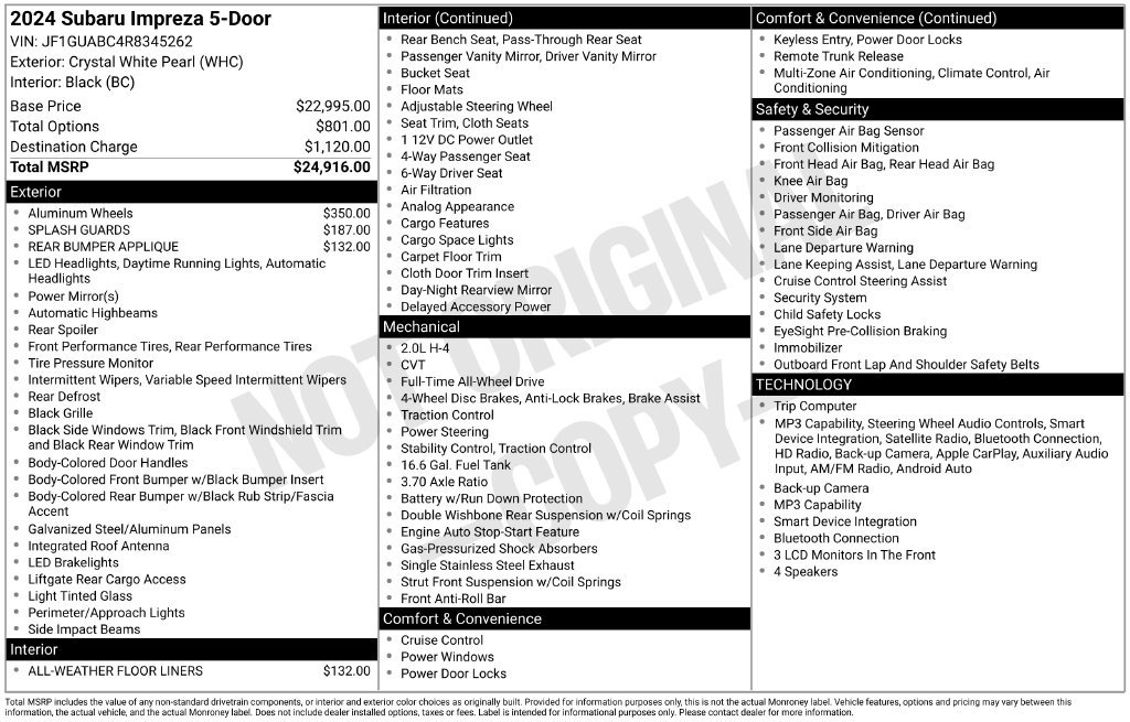 Certified 2024 Subaru Impreza 2.0i AWD/4WD image 30