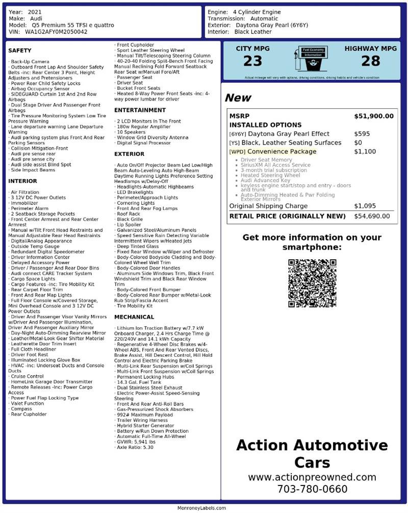 Used 2021 Audi Q5 e Premium w/ Convenience Package AWD/4WD image 2