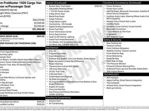 New 2026 RAM ProMaster 1500 w/ Convenience Group FWD image 2