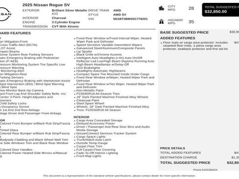 Used 2025 Nissan Rogue SV AWD/4WD image 3