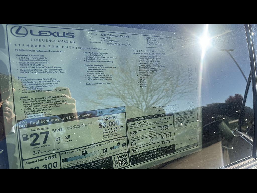New 2026 Lexus TX 500h AWD w/ Technology Package image 6