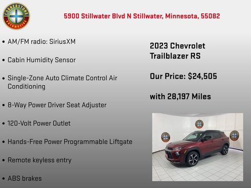 Used 2023 Chevrolet TrailBlazer RS w/ Sun and Liftgate Package AWD/4WD image 18