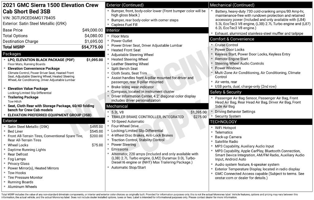 Used 2021 GMC Sierra 1500 Elevation w/ LPO, Elevation Black Package AWD/4WD image 10