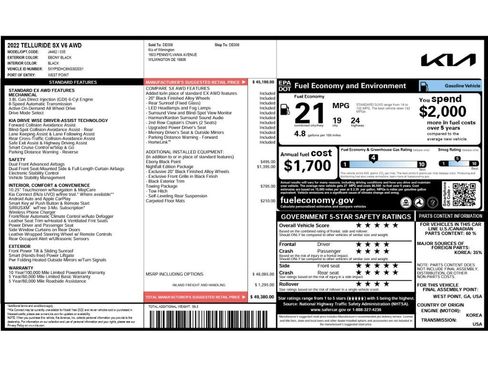 Used 2022 Kia Telluride SX w/ Nightfall Edition Package AWD/4WD image 7