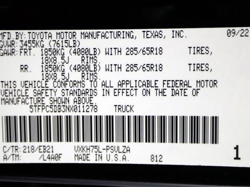 Used 2022 Toyota Tundra TRD Pro w/ Security Package (TMS) image 64
