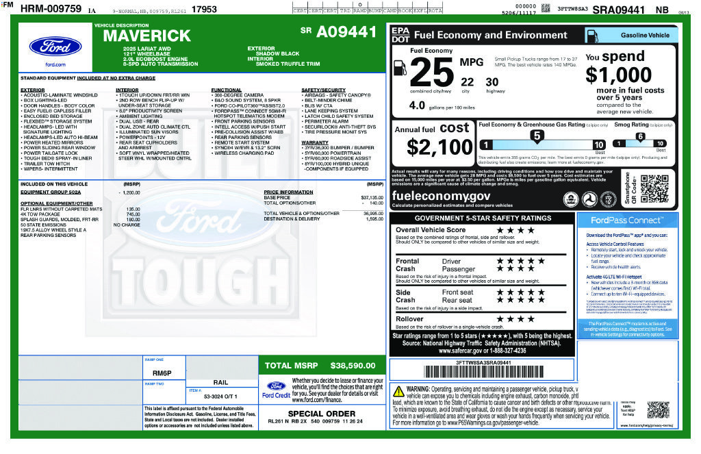 Used 2025 Ford Maverick Lariat w/ 4K Tow Package AWD/4WD image 20