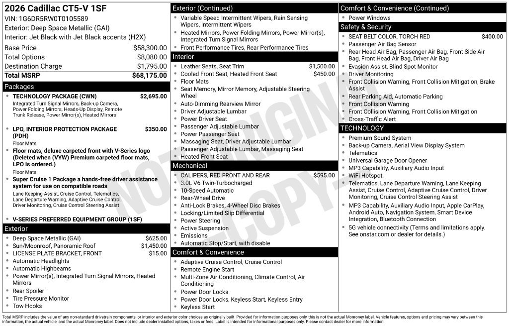 Used 2026 Cadillac CT5 V w/ Technology Package RWD image 6