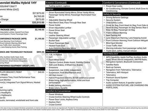 Used 2017 Chevrolet Malibu Hybrid w/ Leather Package FWD image 6