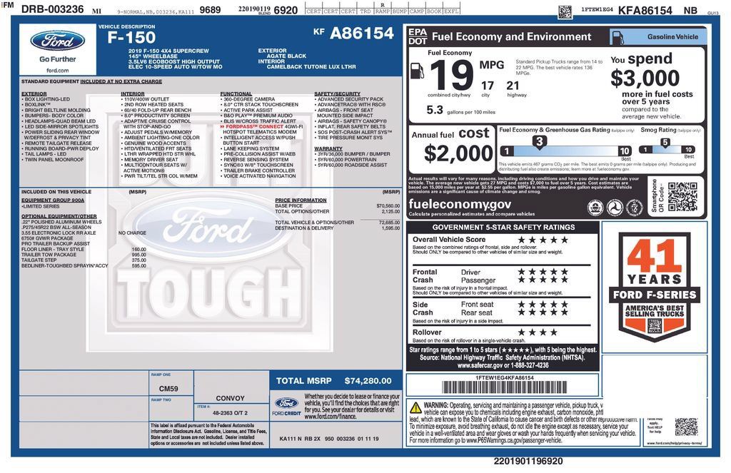 Used 2019 Ford F150 Limited w/ Trailer Tow Package AWD/4WD image 32