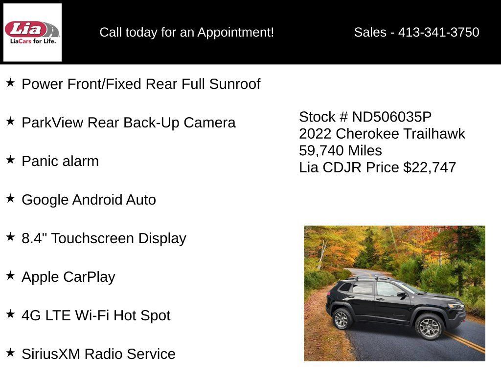 Used 2022 Jeep Cherokee Trailhawk w/ Sun, Sound & Nav Group AWD/4WD image 26