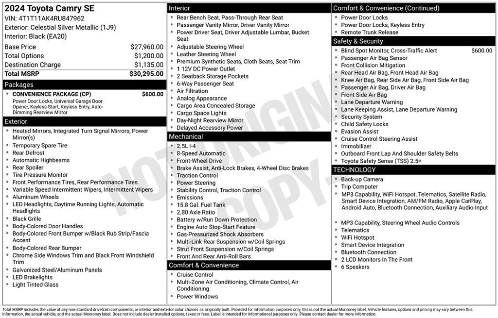 Certified 2024 Toyota Camry SE w/ Convenience Package FWD image 4