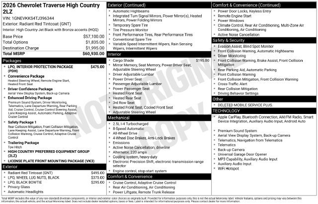 New 2026 Chevrolet Traverse High Country AWD/4WD image 4