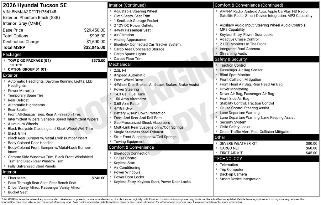 New 2026 Hyundai Tucson SE w/ Tow & Go Package FWD image 4