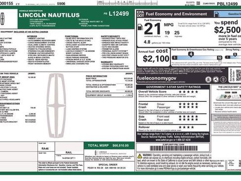 Certified 2023 Lincoln Nautilus Reserve w/ Equipment Group 202A image 52