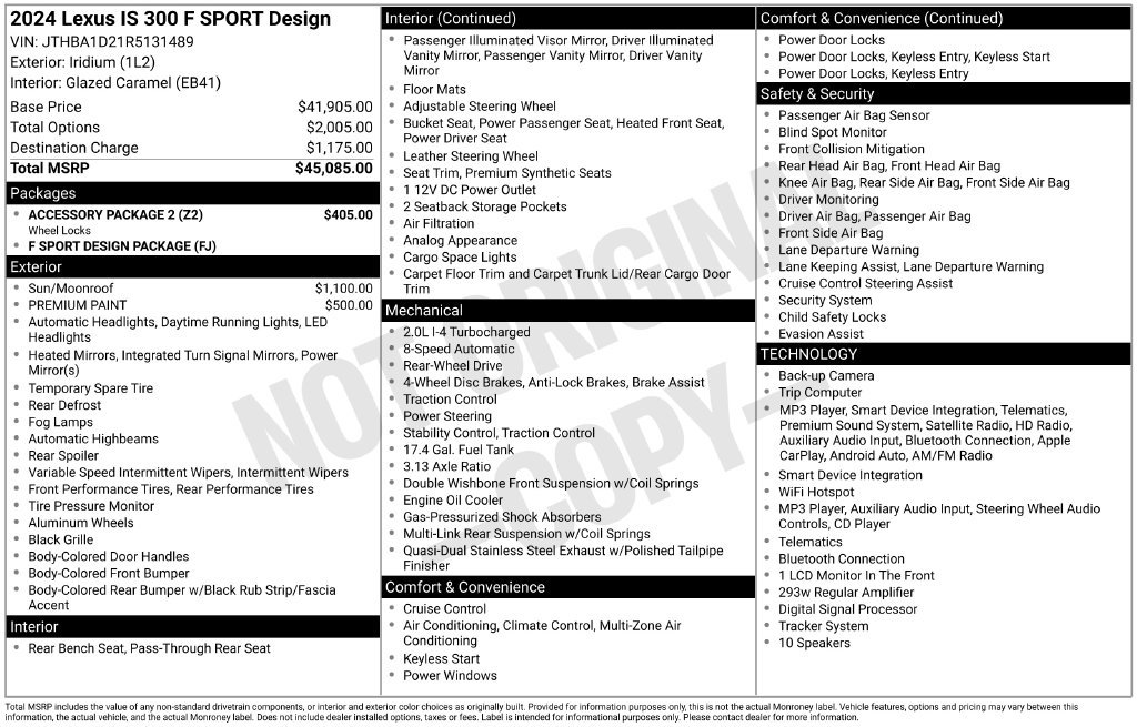 Used 2024 Lexus IS 300 F Sport w/ Accessory Package 2 RWD image 22