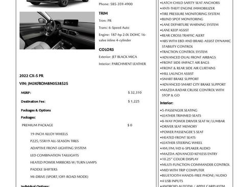 Used 2022 MAZDA CX-5 AWD 2.5 S w/ Premium Package image 46