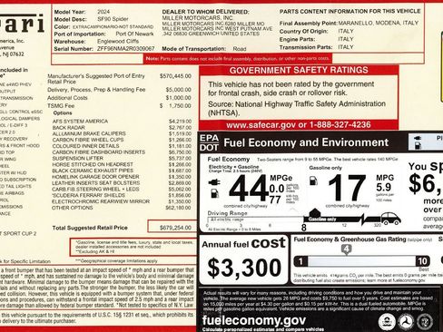 Certified 2024 Ferrari SF90 Spider AWD/4WD image 2