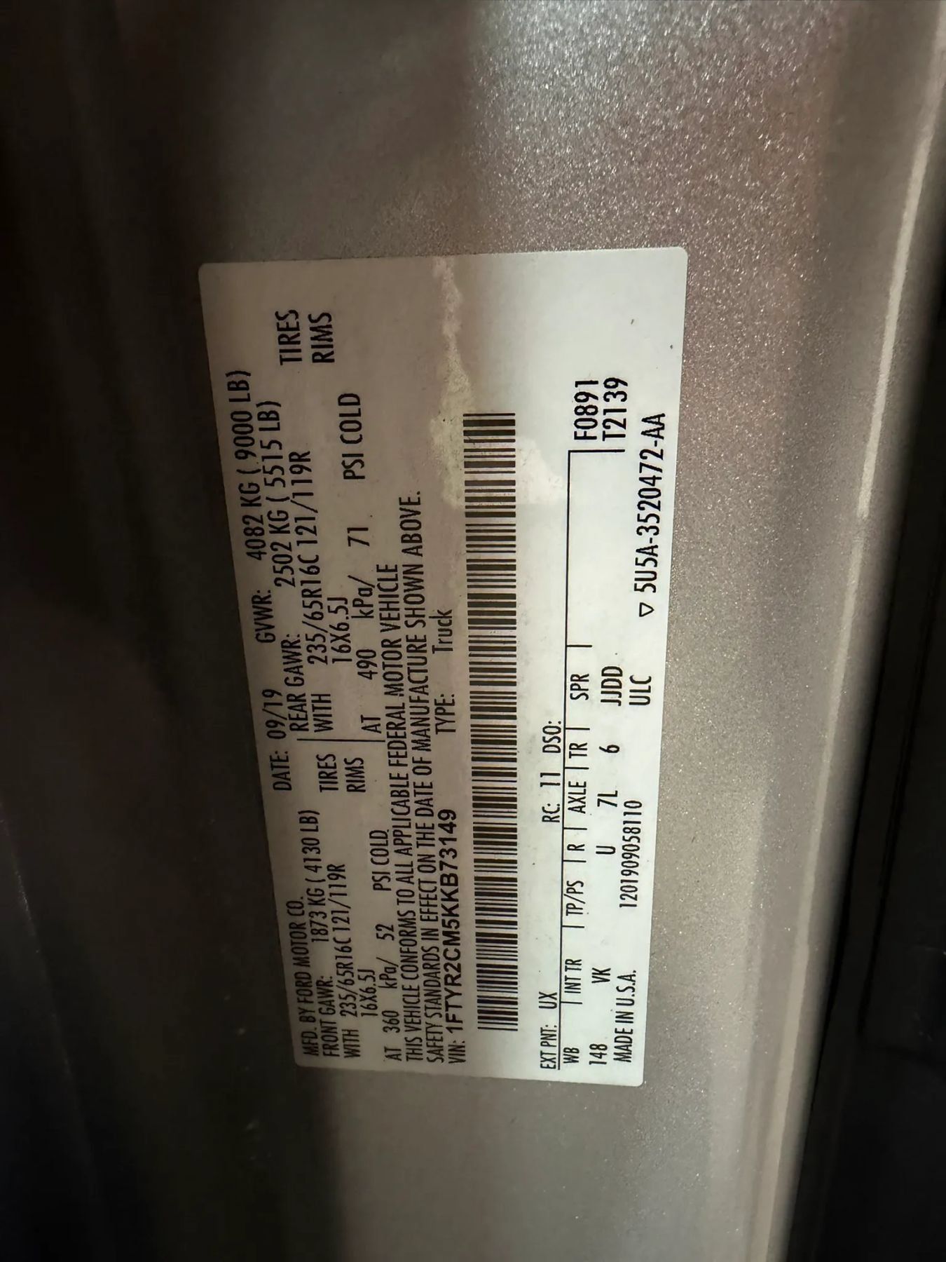 Used 2019 Ford Transit 250 148 Medium Roof RWD image 54