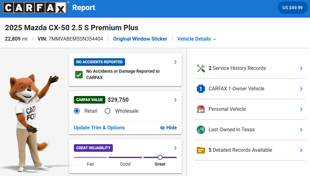 Used 2025 MAZDA CX-50 AWD 2.5 S w/ Premium Plus Pkg image 39