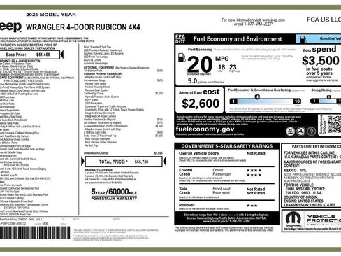 Certified 2025 Jeep Wrangler Unlimited Rubicon w/ Convenience Group AWD/4WD image 4