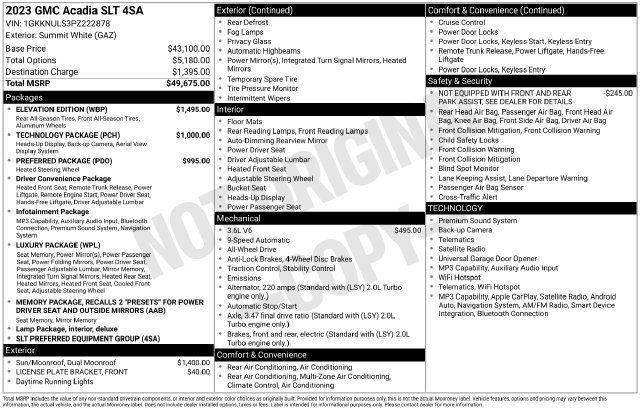Used 2023 GMC Acadia SLT w/ Elevation Edition AWD/4WD image 9