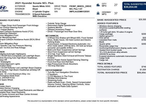 Used 2021 Hyundai Sonata SEL Plus w/ Cargo Package FWD image 3