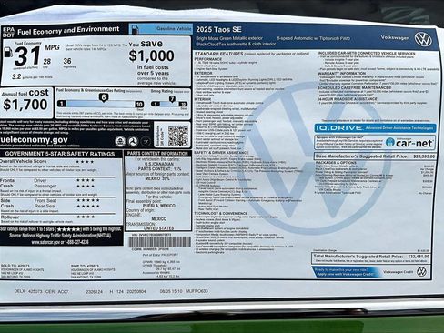 New 2025 Volkswagen Taos SE image 19