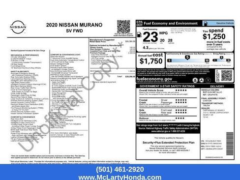 Used 2020 Nissan Murano SV w/ Premium Package FWD image 16