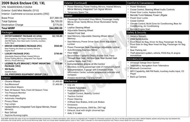 Used 2009 Buick Enclave CXL w/ Entertainment Package #2 FWD image 2