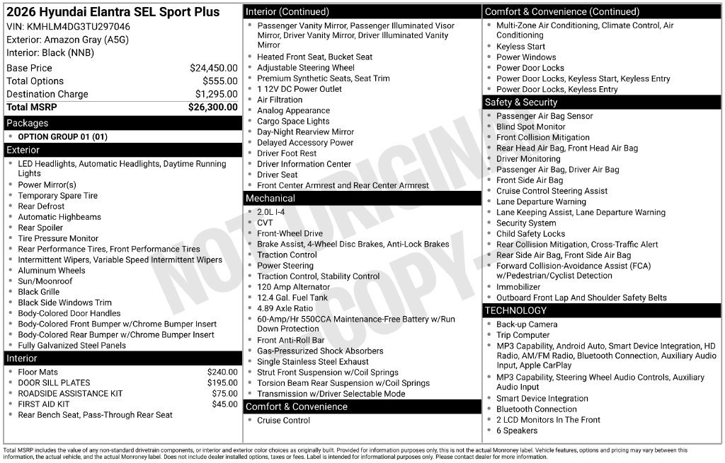 New 2026 Hyundai Elantra SEL Sport FWD image 16