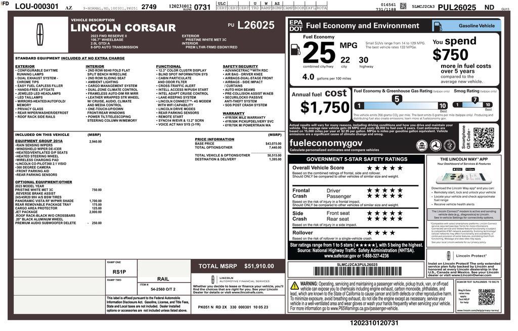 Used 2023 Lincoln Corsair Reserve w/ Equipment Group 201A FWD image 4