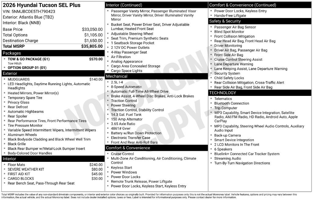 New 2026 Hyundai Tucson SEL Plus w/ Tow & Go Package AWD/4WD image 16
