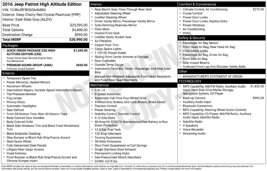 Used 2016 Jeep Patriot High Altitude AWD/4WD image 6