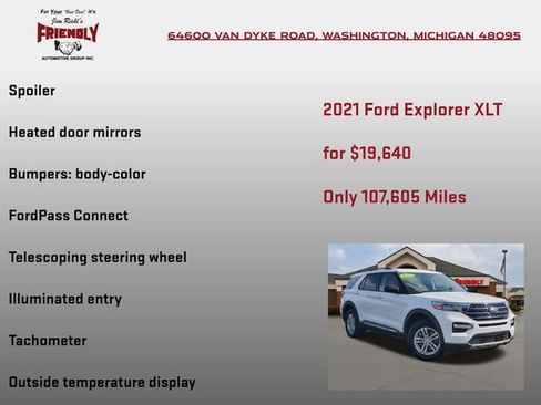 Used 2021 Ford Explorer XLT w/ Equipment Group 202A AWD/4WD image 30