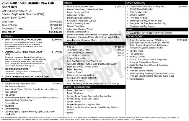 Used 2020 RAM 1500 Laramie w/ Sport Appearance Package AWD/4WD image 33