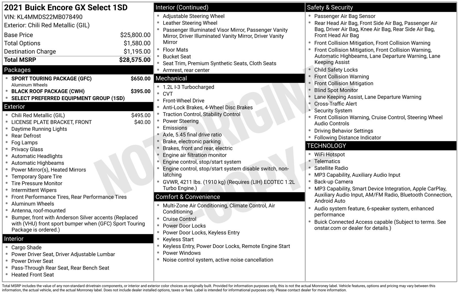 Used 2021 Buick Encore GX Select w/ Sport Touring Package FWD image 16