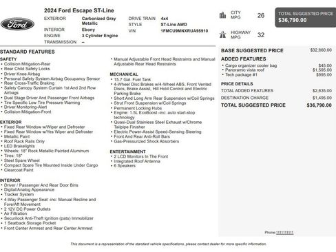 Used 2024 Ford Escape ST-Line w/ Tech Pack #1 AWD/4WD image 34
