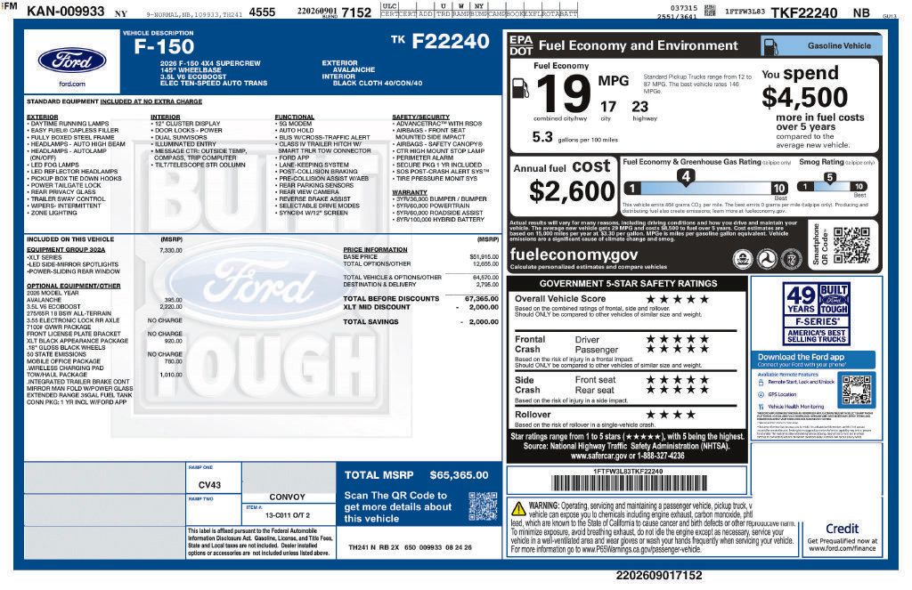 New 2026 Ford F150 XLT w/ Equipment Group 302A MID AWD/4WD image 6