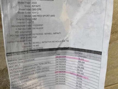 Used 2022 INFINITI Q60 Red Sport 400 w/ Cargo Package image 7