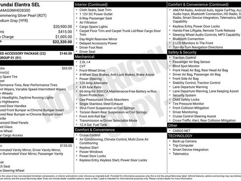 Used 2021 Hyundai Elantra SEL w/ Preferred Accessory Package FWD image 10