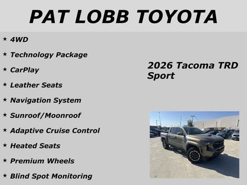 Certified 2026 Toyota Tacoma TRD Sport w/ TRD Sport Premium Package AWD/4WD image 12